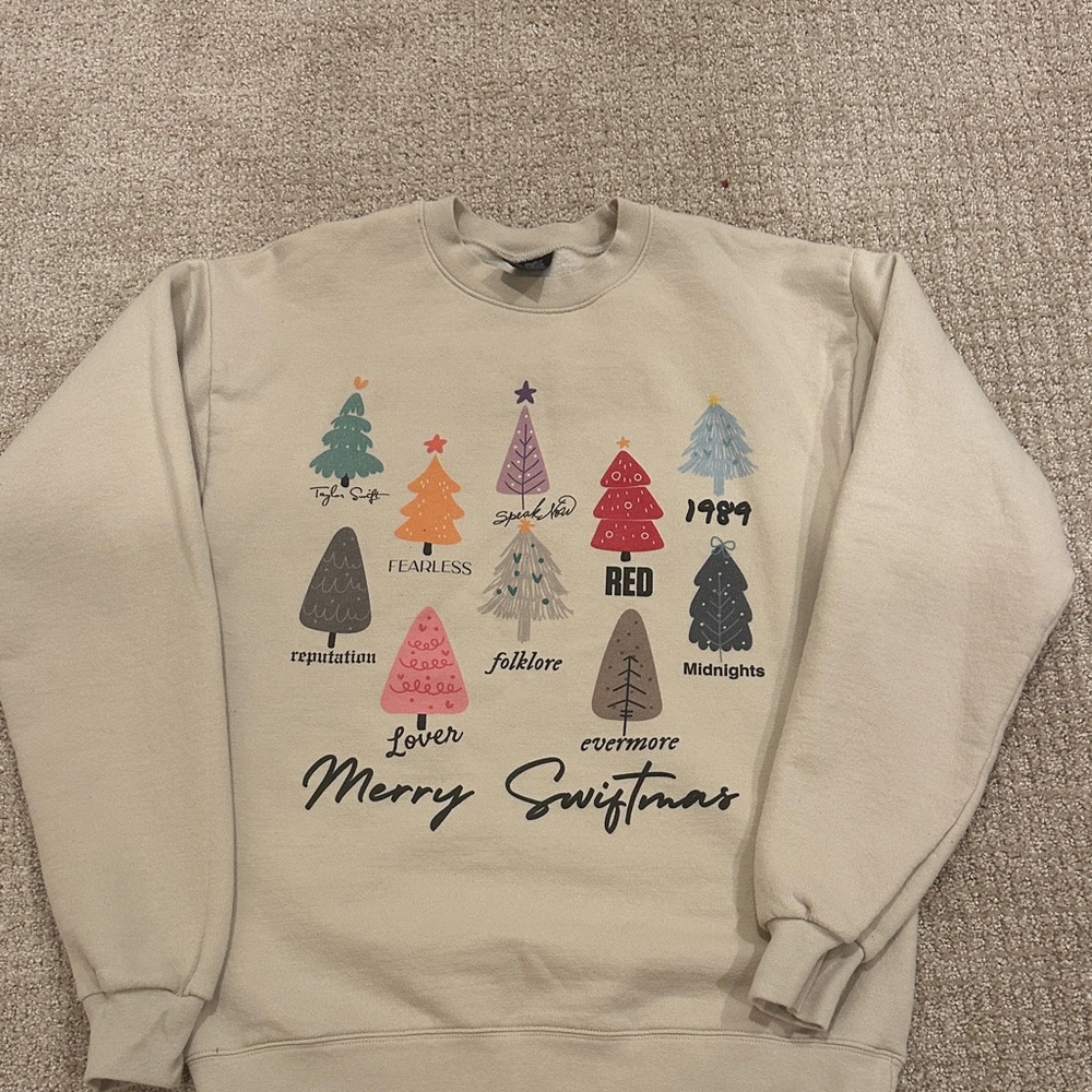 Taylor Swift Merry Swiftmas Cream Sweatshirt